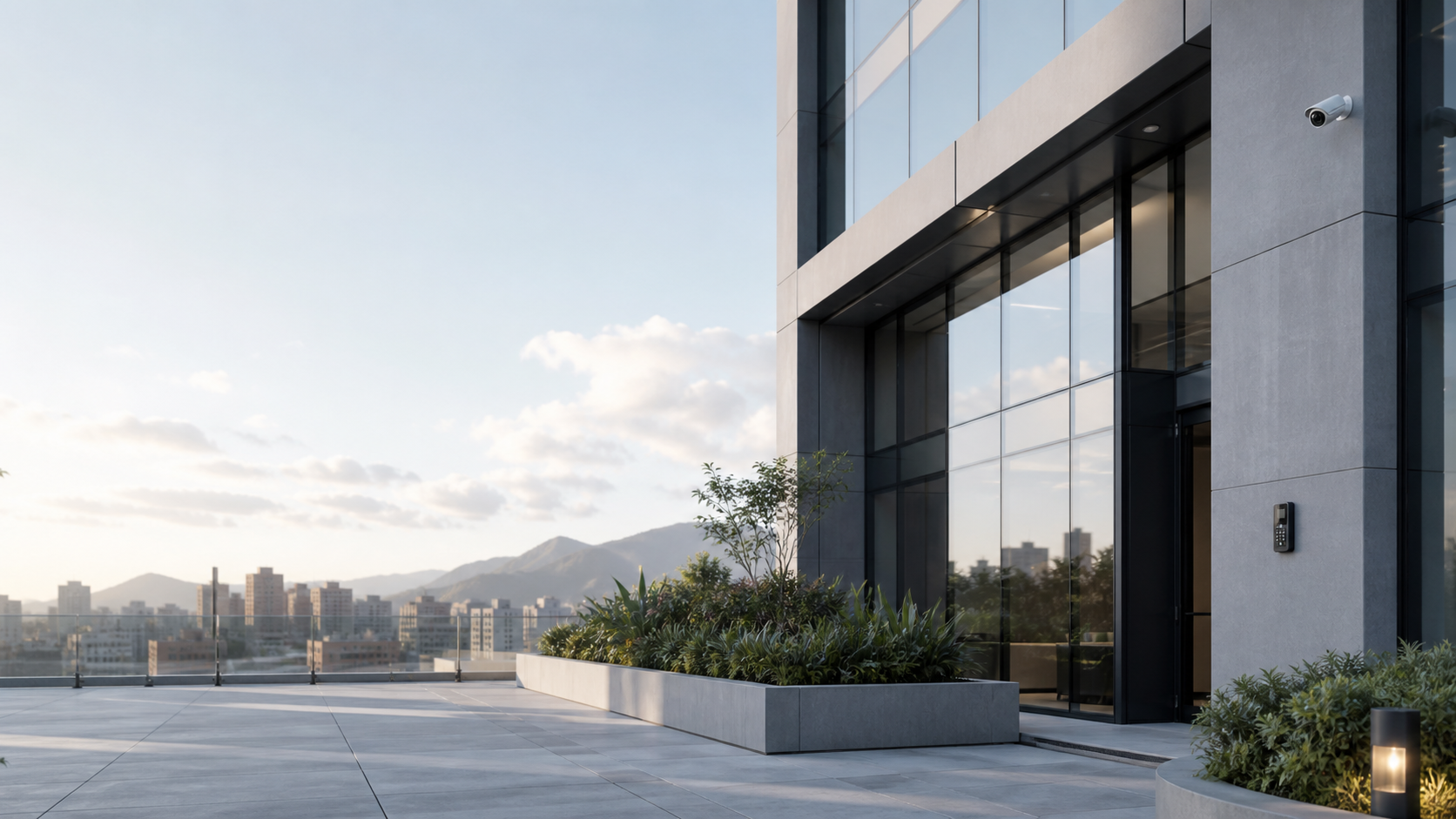 Arquitectura contemporánea con sistemas electrónicos de seguridad integrados